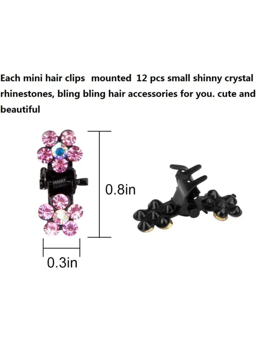 65pcs Mini Hair Clips Set - No-Slip Grip Claw Clips, Glitter & Rhinestone Hair